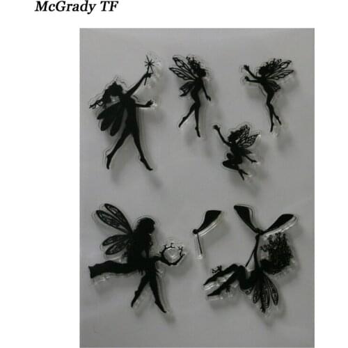 1PCS Butterfly Angel Girls Clear Stamps DIY Scrapbooking Standard Stamp Seal Sellos Transparent Clear Stamp Cake Stamps