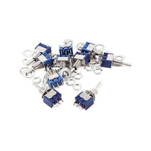 10 Pcs Miniature SPST On/Off/On 3 Positions Latching Toggle Switch AC 125V 6A