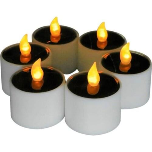 12-1pcs Solar LED Candle Light Flameless Candle Tea Lamp for Christmas Halloween Wedding New Year Party Garden Romantic Decor