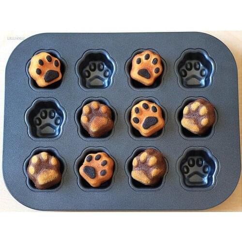 12 connected non-stick cake molds in cute cat paw shape Madeleine Fernance Cake Mold Cake pan bakery tools bakeware for cakes