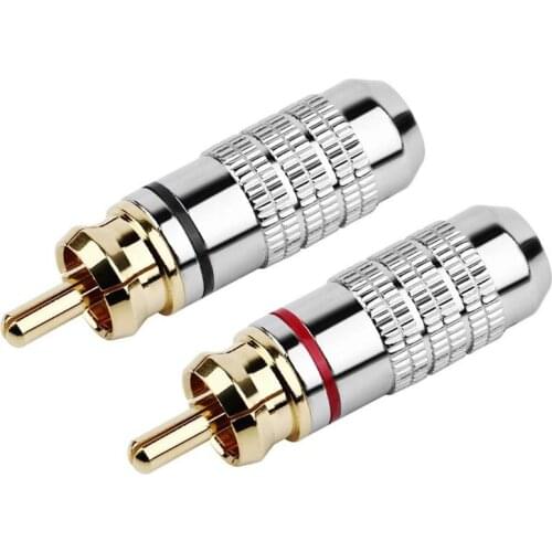 RCA Male Audio Connector Plugs RCA Socket Amplifier Speaker Terminals Gold Plated Copper Soldering 6mm Hole Adapter 10PCS/50PCS