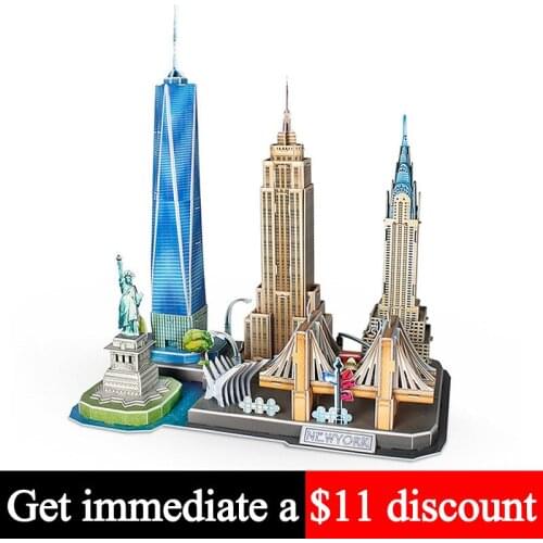 No-glue Pre-cut New York USA Handmade House 3D Paper Model Puzzle Papercraft DIY Construction Kids Adult Craft Toys MC255h
