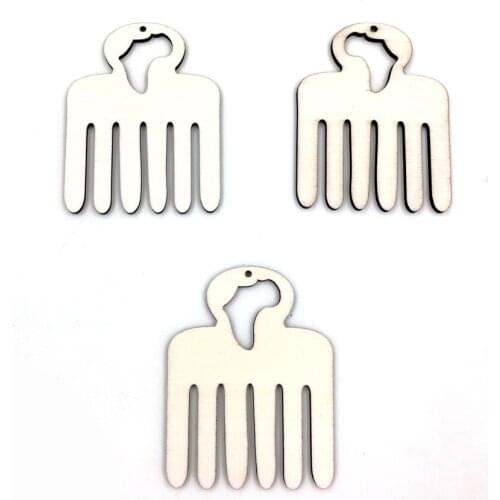 70pcs AFRICAN map comb UNFINISHED laser cut card EARRING bead gift tag natural color CUT afro pick EA136