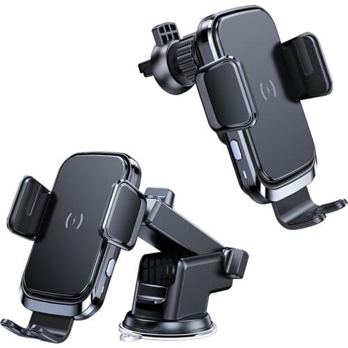 Wireless Car Charger Mount 15W Air Vent Mounted Phone Holder Car Charger With Suction Cup Bracket For Qi-Enabled Smart Phones