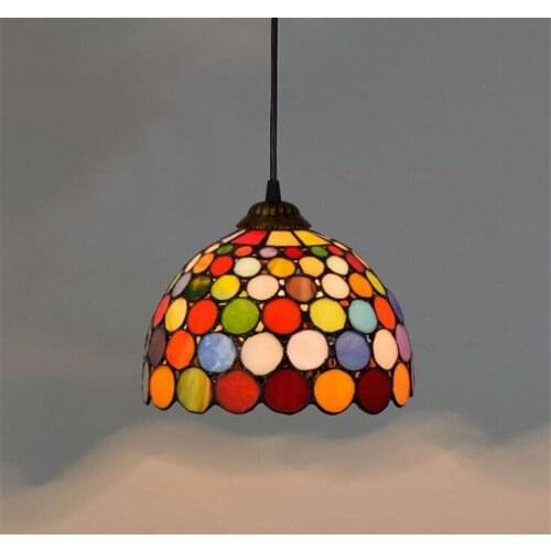 Bohemia Colorful Glass Led Drop Light Bar Vintage Country Pendant Lamp Dining Room Restaurant Lighting Fixture 20cm 1227