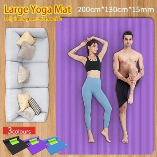 Large Yoga Mat 200cm x 130cm XXL Non Slip 15mm Thick NBR Exercise Mats Fitness Gymnastics Pilates Mat for Home
