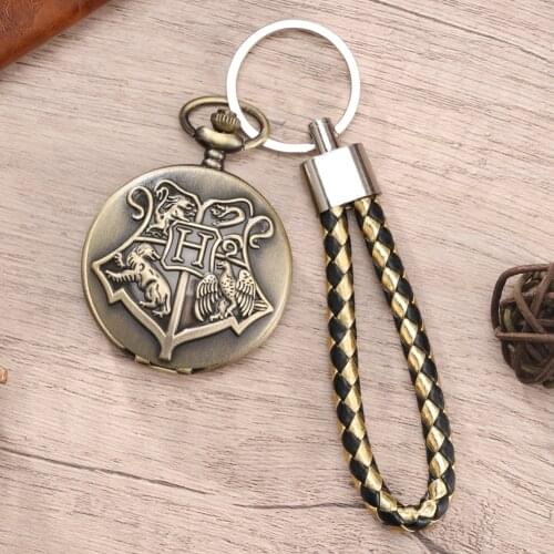 Bronze Vintage Watch with Leather Rope Chain Pendant Gifts Numerals Display Open Face Pocket Watch