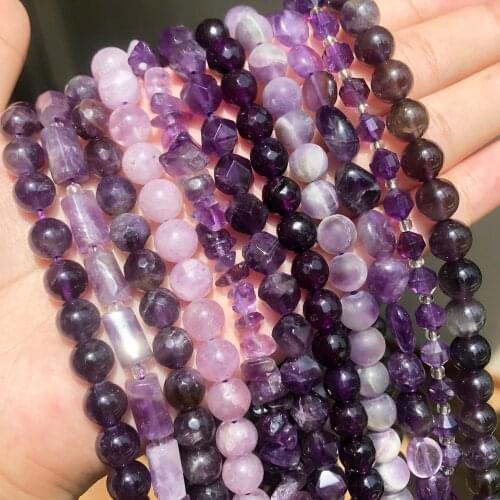 AA+ Natural Amethysts Gem Stone Beads Round Faceted Matte Purple Crystal Quartz Loose Bead For Jewelry Making DIY Bracelet 15
