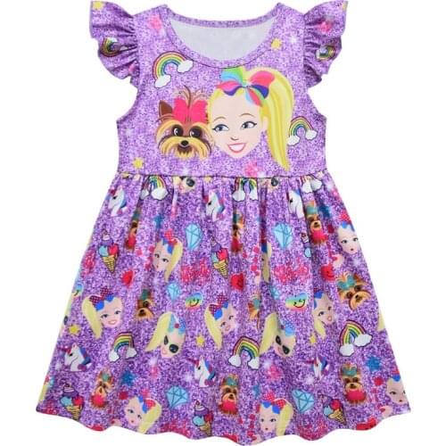JOJO Siwa Unicorn Girl Kids Dress Sleeveless Cartoon A-line Cute Cartoon Baby Girls Lovely Birthday Party Dresses Cosplay Gifts