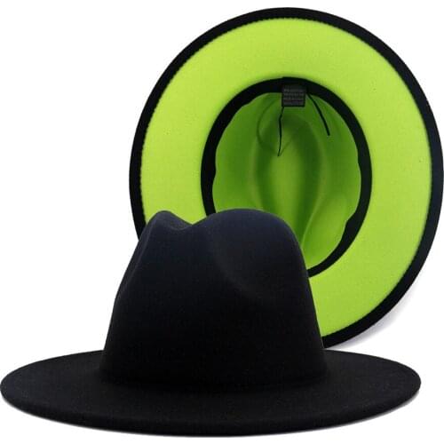 Fedora Hat Jazz Hats Cowboy Hat For Women And Men Double-sided Color Cap Red With Black Wool Bowler Hat Wholesale 2020