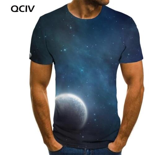 QCIV Brand Space T-shirt Men Galaxy Tshirts Casual Planet Anime Clothes Universe Shirt Print Short Sleeve Hip hop New Streetwear