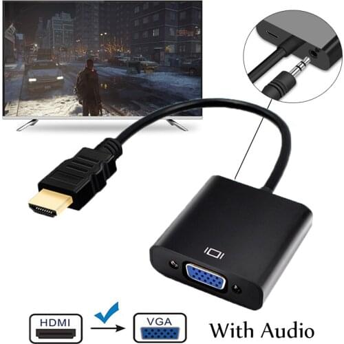 HDMI to VGA Cable with Audio Adapter HDMI2VGA 3.5mm Male to Female for TV PC PS4 Laptop Macbook Monitor HDMI VGA Converter Cable