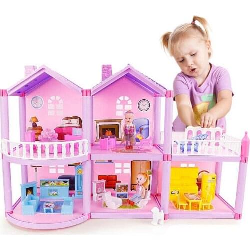 Doll House DIY Hand Make Wooden Assemble Houses Miniature Dollhouse Furniture Kit Large LED Toys Children Christmas Gift A080