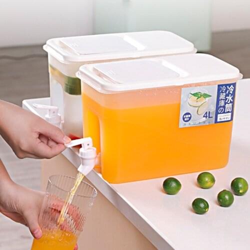 3.5L/4L Cold Water Pitcher Jug With Faucet Lemon Juice Kitchen Drinkware Kettle Pot Ice Bottle Container Heat Resistant