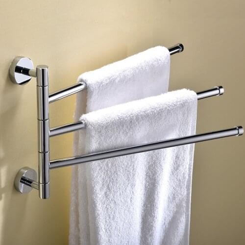 Brass Movable bathroom Towel bar Rotatable towel rack Wall mounted Bathroom hardware accessories Chrome