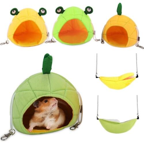 Cute Cartoon Banana Pineapple Frog Hamster hammock Rat guinea pig cavia Cage House Nest Hamster Warm House Small Animal Hammock