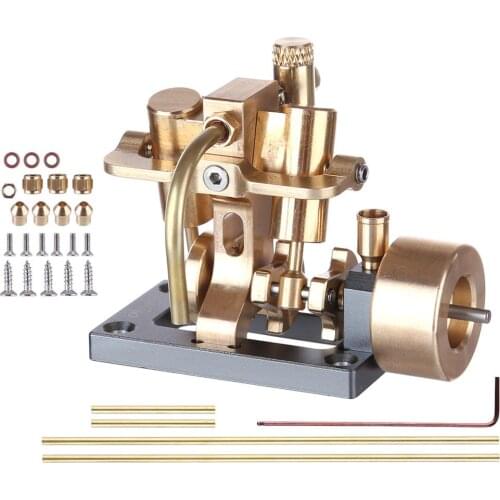 Mini Inline Double-cylinder Swing Steam Engine Model for within 40cm Retro Boat Models Collection Gift For 14+ (without Boiler)