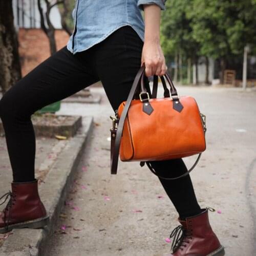 First Layer Cowhide Fashion Women Bag New High Quality High-Capacity Solid Color Retro Leisure Versatile Shoulder Bags