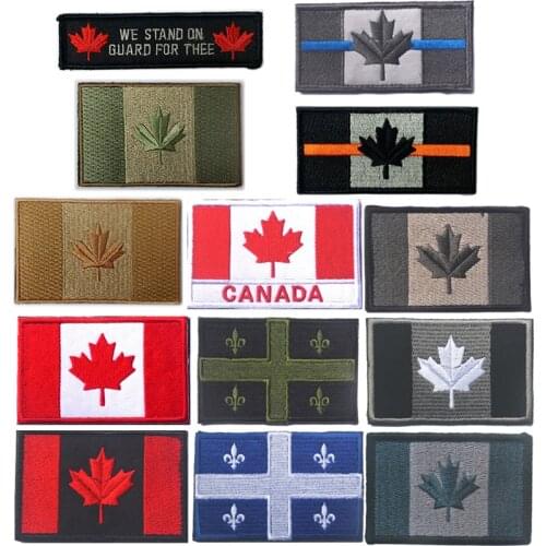 Embroidered Canada Flag Quebec Patch Army Tactical Military Canadian Maple Leaf Badges Armband National Flag Embroidery Patches