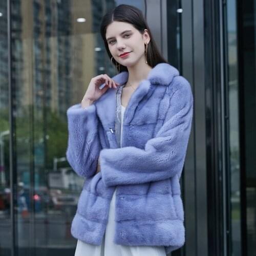 Mink fur coat ladies real mink fur coat natural mink fur coat women genuine mid-length winter fashion lapel mink coat