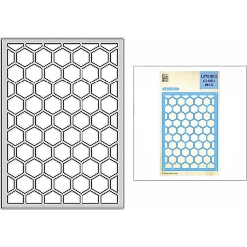 2021 New Layered Honeycomb Hexagon Plate Metal Cutting Dies for DIY Scrapbooking and Card Making Paper Craft Embossing No Stamps