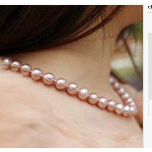 Single strand south sea 9-10mmround lavender pearl necklace18"