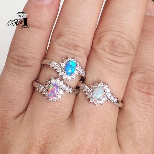 Wholesale YaYI Jewelry Fashion Princess Cut 2 CT Multi Cubic Zirconia Opal Silver Color Engagement Wedding Party Lovers Rings