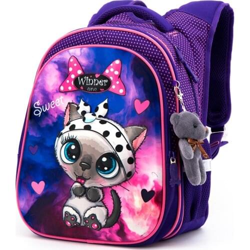New Arrivals 2021 Orthopedic School Bags For girls cute Cat Backpacks School High quality waterproof Kids Satchel 1-4 grade