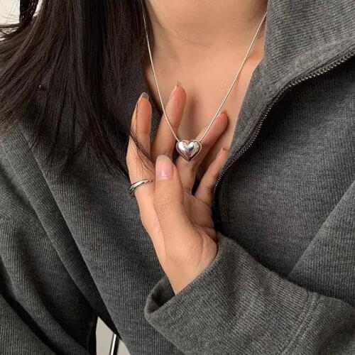 925 Sterling Silver Small Round Beads Heart Necklace for Women Simple Temperament Chain Party Jewelry Wholesale