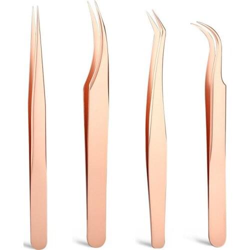 Eyelashes Tweezers Professional Eyelash Extension Tweezer For Lash Artists Anti-static Curved Straight Tip Nail Nipper Tools