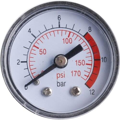 Air Compressor Pneumatic Hydraulic Pressure Gauge 0-12Bar/0-170PSI Air Pressure Gauge
