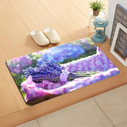 Custom Lavender Doormat Floor/Bath/Kitchen Mat Flannel Sponge Fabric 3D Printed Shaggy Custom Decoration For Bedroom