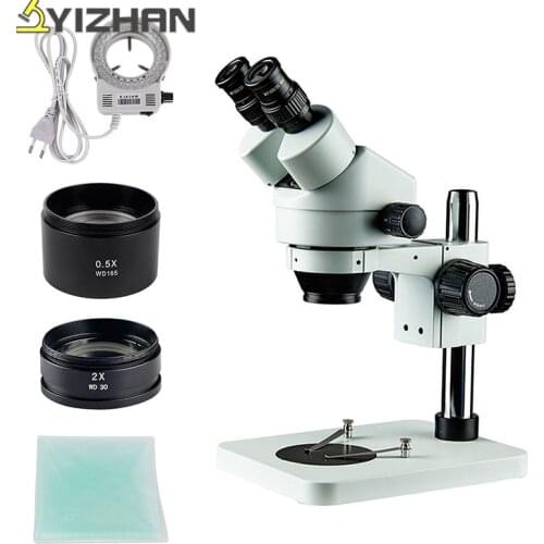 Professional 3.5X-90X Table Pillar Stand Zoom Binocular Stereo Microscope with LED Light Source Inspection PCB Repair soldering