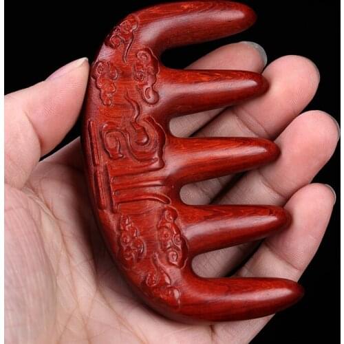 Natural rosewood wide tooth scalp massage comb anti-static hair loss head meridian sandalwood five meridians comb