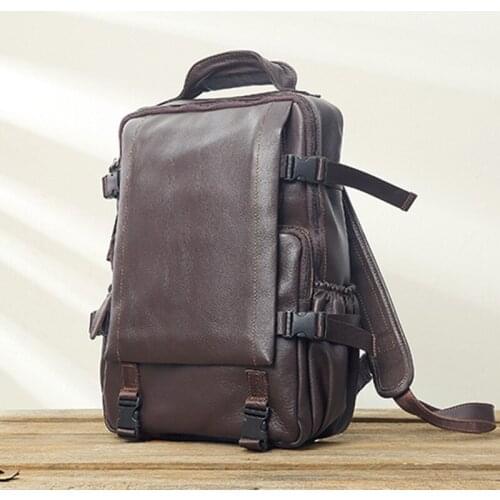 Genuine Leather Backpack Large Capacity Computer Bag Leisure Travel Bag Leather Mens Backpack First Layer Cowhide Original Men