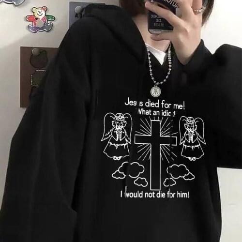 Graphic Hooded Tops Men Women oversize Sweatshirt grunge clothes Winter Plus Velvet Thickening Coat Streetwear Letter Pullovers