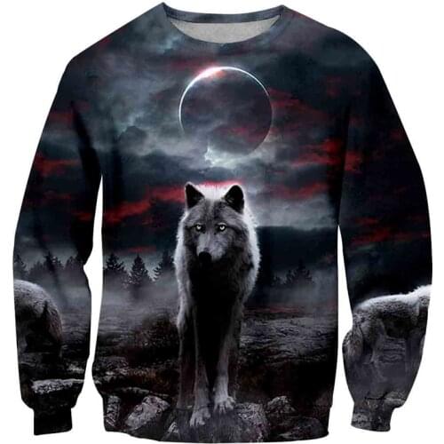 Animal Wolf Cool Hoodies Boys/Girls Fashion Hip Hop Casual Streetwear Hooded Sweatshirts Harajuku Male Hoodie Tops 3-14T