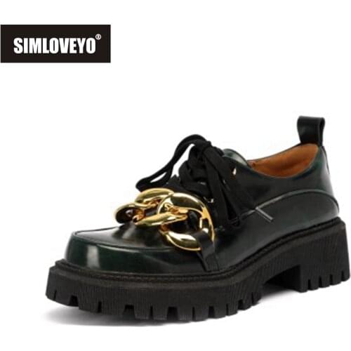 Vintage Punk Genuine Leather Platform Thick Heels Pumps Women Shoes Metal Lace Up Rome Shoes Mid Heel Lady Footwear White S2187