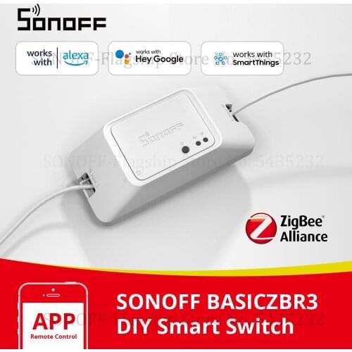 SONOFF BASICZBR3 DIY Smart Zigbee Light Switch MINI Timing Relay Module Wireless Remote Switch Works With Alexa SmartThings Hub