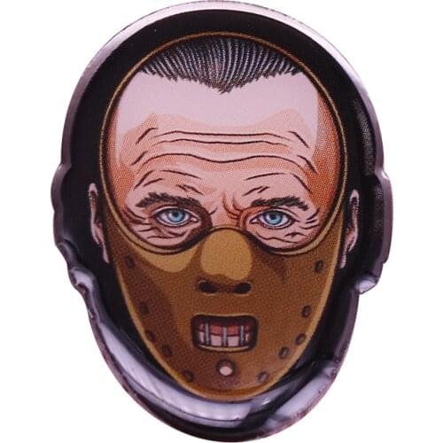 Horror Movie The Silence of the Lambs Mask Hannibal Lecter Metal Backpack Clothes Coat Lapel Badge Brooch Pin Accessories