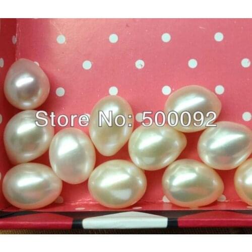 Stunning wholesale 10*12-14mm drop half drilled freshwater pearl