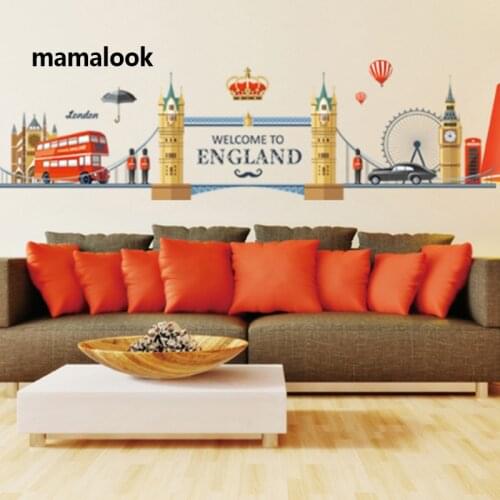 London Wall Decals City Silhouette England Building Vinyl Murals Living Room Office wall Art Rotterdam Stickers Home Decoration