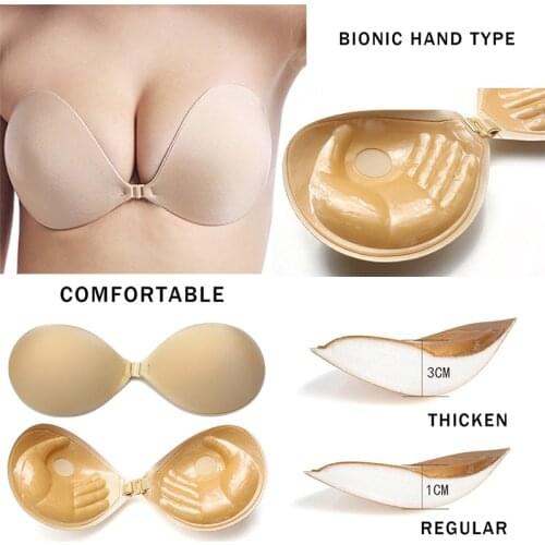 Women Sexy Bras For Self Adhesive Super Push Up Bra Front Closure Plus Size Invisible Bra Strapless Backless Silicone Sticky Bra