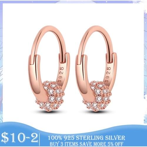 2021 New Zircon Earring 925 Sterling Silver Pave Bead Hoop Earrings for Women Fashion Silver Earring Jewelry Brincos S925