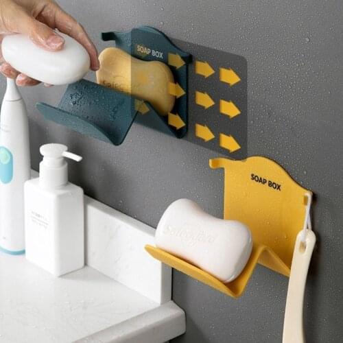 Soap Box Holder Toilet Hole-free Wall-mounted Creative Drain Soap Box Household Bathroom Shelf Mobile Phone Holder