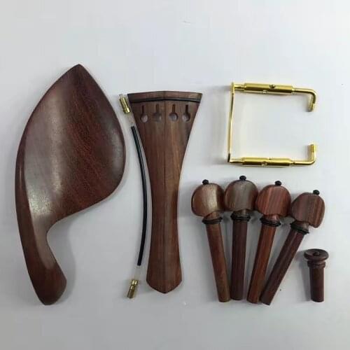 1 set 4/4 Violin Parts, Rosewood Violin Accessories High Grade Violin Accessories Tailpiece Pegs Chinrest Pin