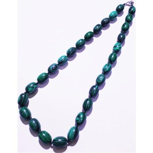 1 Strand/28Pcs 14x10mm Wholesale DIY Fashion Jewelry Green Malachite Barrel Shape Pendant Necklace Length 210mm S1110
