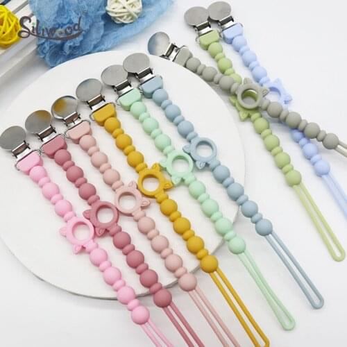 10pc Baby Pacifier Clip Silicone Teething Beads Dummy Holder Soother Clips Teether Toys Chew Chains Baby Birthday Shower Gift
