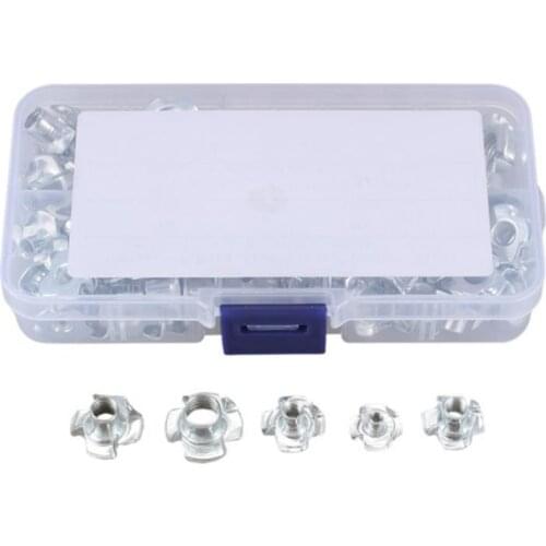 103PCS M3 / M4 / M5 / M6 / M8 Four Claw Speaker Nut Blind Hole Insert Nut T Nut for Wooden Furniture