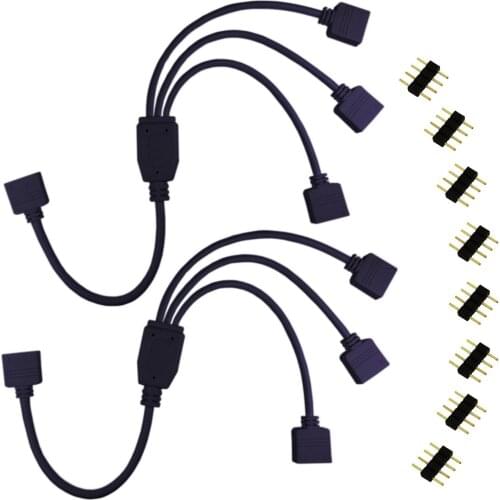 4PIN RGB Spliter Extend Cable 0.3m White Black With Needle 1 To 2 3 4 8 Way Y Shape Extension Wire For 2835 5050 RGB LED Strip